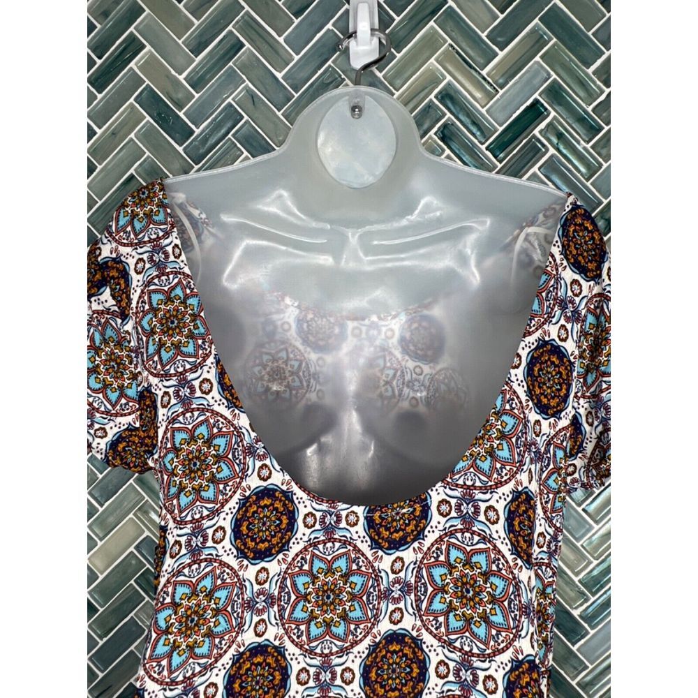 NEW LULUS PERFECT GETAWAY BLUE ORANGE MEDALLION PRINT SHIFT DRESS FLOWY BOHO SM - Picture 6 of 10